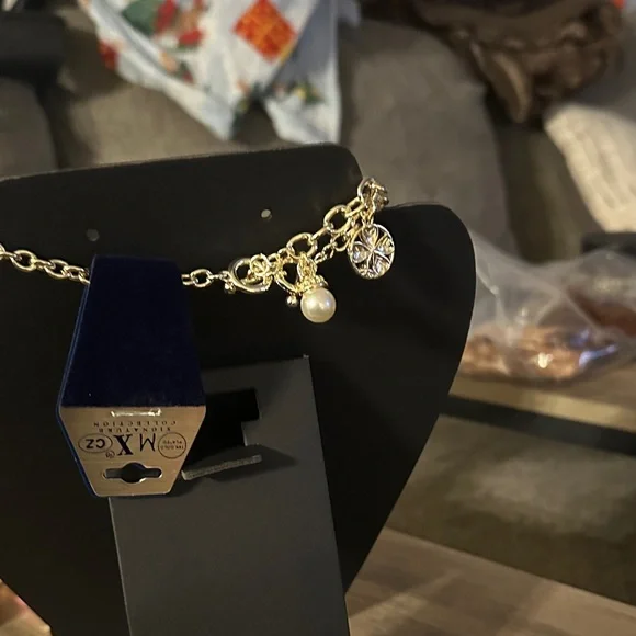 Gold Charm Necklace with Heart and Elephant Accents - Picture 2 of 2